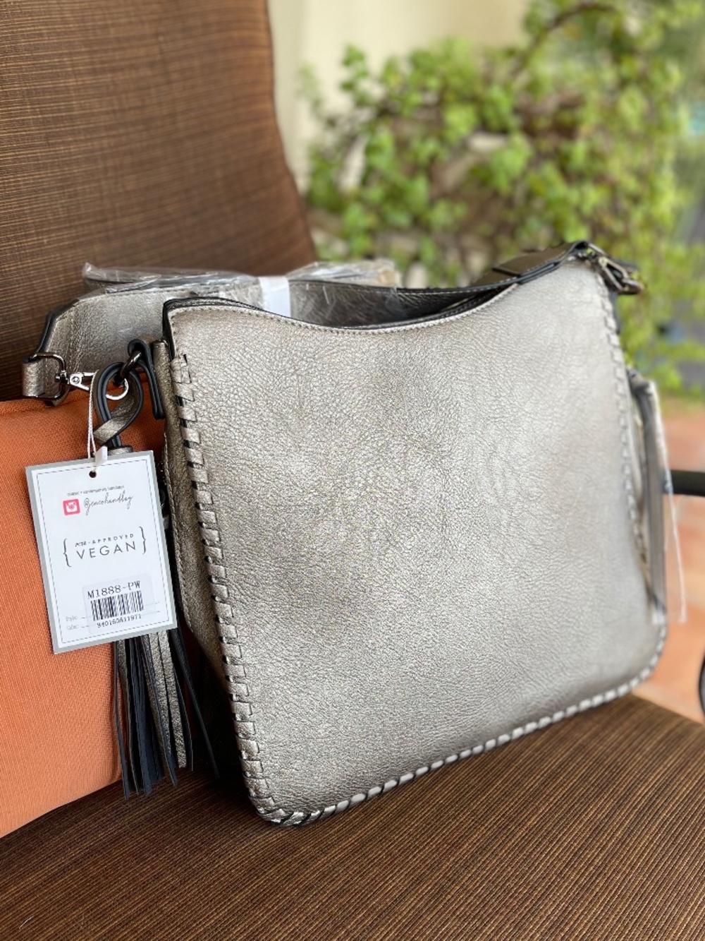 NWT - Pewter shoulder bag - vegan leather